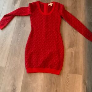 Michael Kors Red Patterned Knit Dress